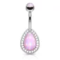 Piercing nombril larme pierre lumineuse rose