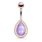 Piercing nombril larme rosée pierre lumineuse violet