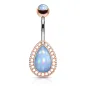 Piercing nombril larme rosée pierre lumineuse turquoise