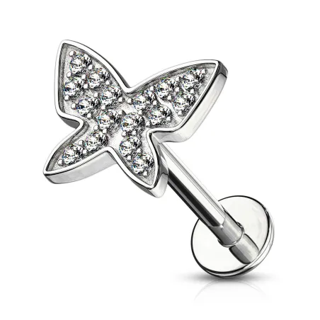 Piercing labret oreille papillon strass