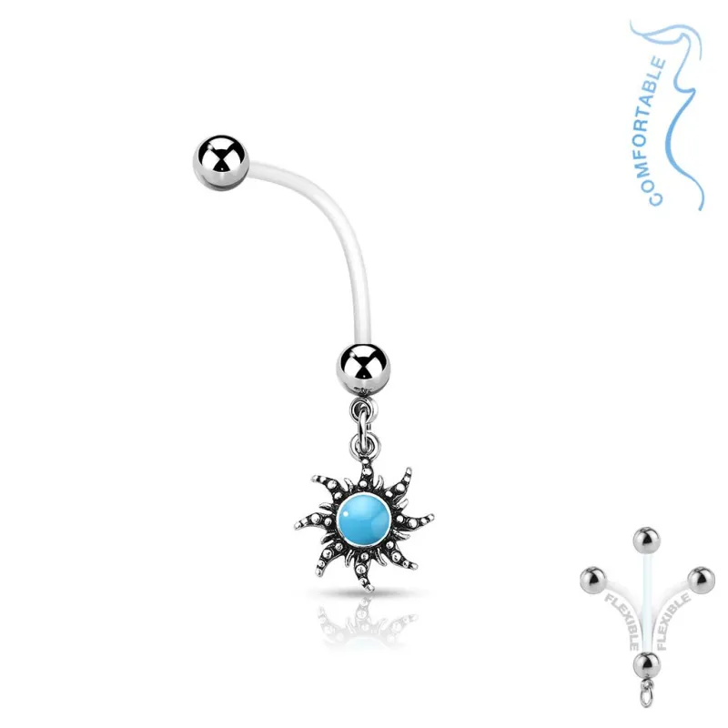 Piercing nombril de grossesse soleil turquoise