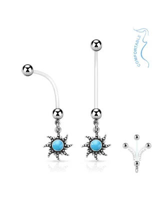 Piercing nombril de grossesse soleil turquoise