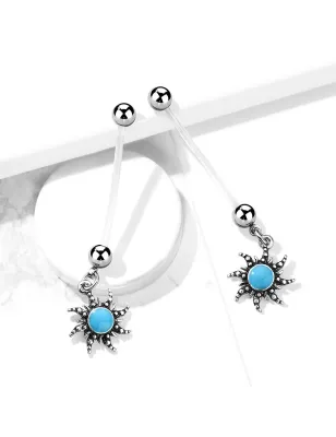 Piercing nombril de grossesse soleil turquoise