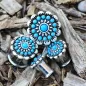 Piercing tunnel oreille fleur turquoise