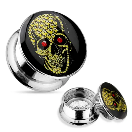 Piercing plug skull crâne jaune