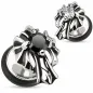 Piercing oreille faux plug croix flammes