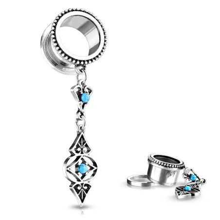 Piercing tunnel pendentif charms tribal turquoise