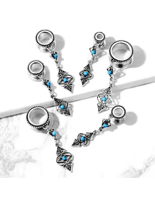 Piercing tunnel pendentif charms tribal turquoise