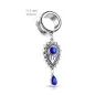 Piercing tunnel pendentif larme bleu sapphire