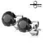 Paire Boucles d'oreille Clous Pierre Ronde Noir