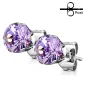 Paire Boucles d'oreille Clous Pierre Ronde Tanzanite