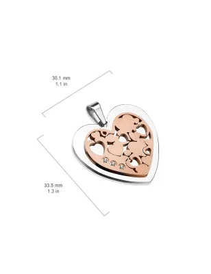 Pendentif Coeur Rose IP Gemmes