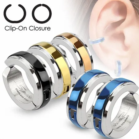 Fausses boucles d'oreilles centre couleur