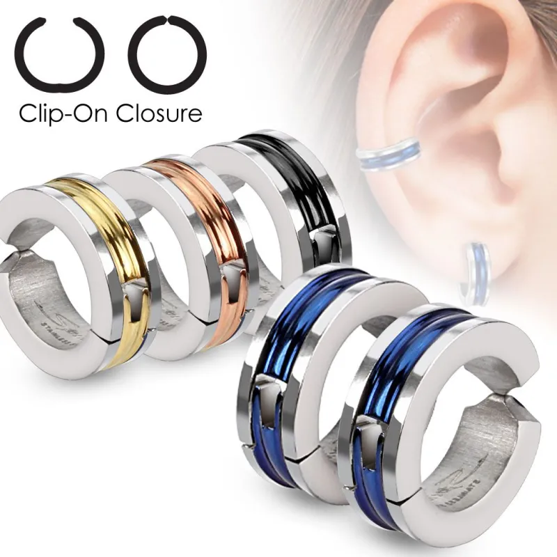 Fausses boucles d'oreilles centre coloré