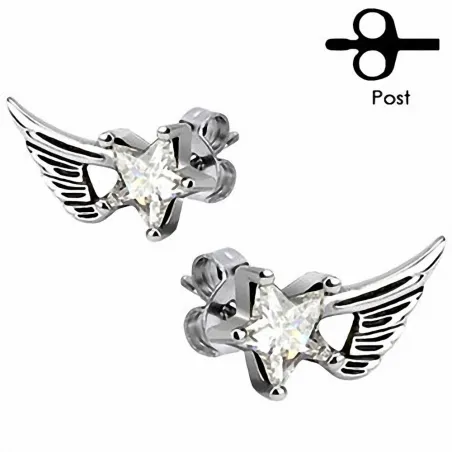 Paire Boucles d'oreille Clous Etoile Ailes Angéliques