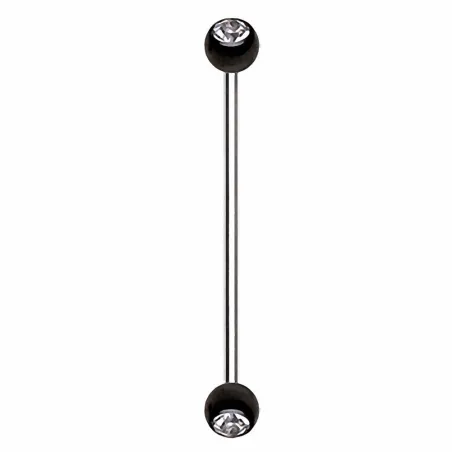 Piercing industriel boules titane anodisé noir strass