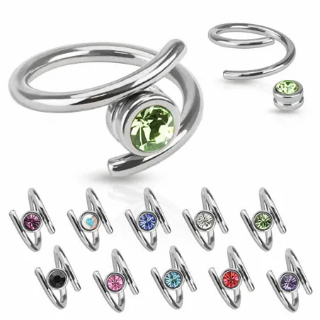 Piercing anneau spirale zircon