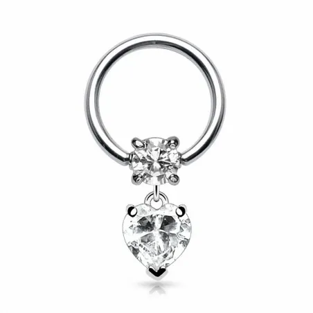 Piercing anneau captif coeur zircon