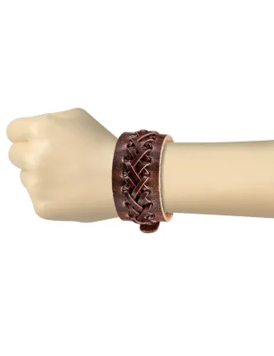 Bracelet cuir marron brins tissés