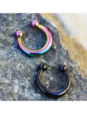 Faux piercing septum acier PVD