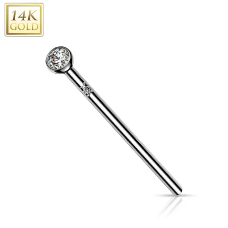 Piercing nez fishtail Or blanc 14 carats zircon