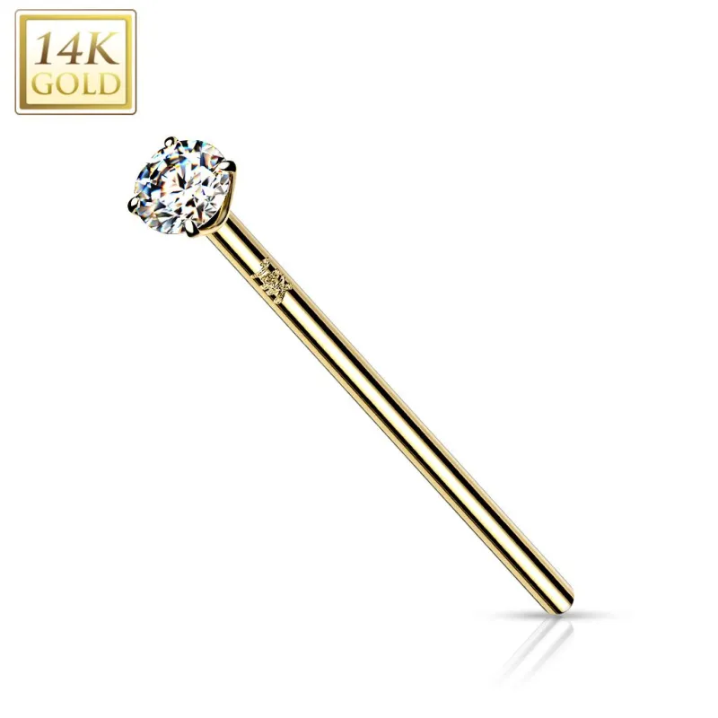 Piercing nez fishtail Or jaune 14 carats pierre