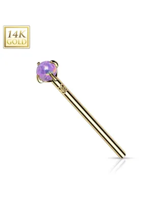 Piercing nez fishtail Or jaune 14 carats opale violette