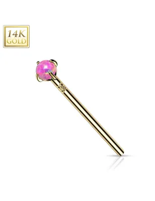 Piercing nez fishtail Or jaune 14 carats opale rose