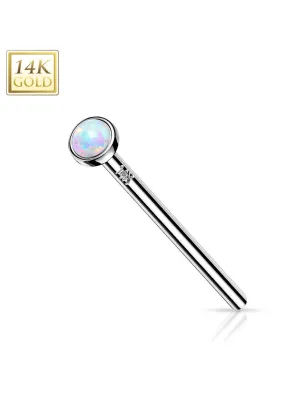 Piercing nez fishtail Or blanc 14 carats opale blanc