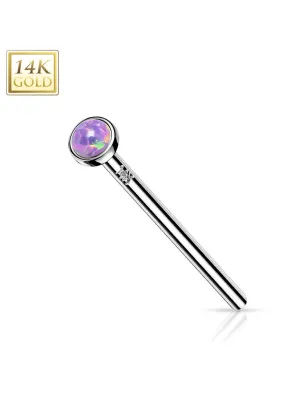 Piercing nez fishtail Or blanc 14 carats opale violet