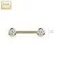 Piercing téton or jaune 14 carats zircon push-in