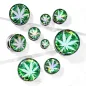 Piercing tunnel oreille cannabis holographique