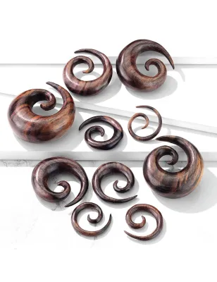 Piercing écarteur spirale en bois de sono