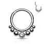 Piercing anneau segment acier boules cristal