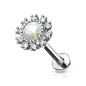 Piercing labret oreille fleur opalite