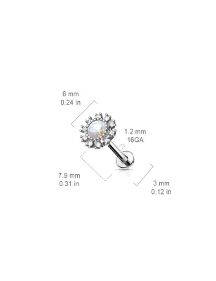 Piercing labret oreille fleur opalite