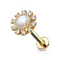 Piercing labret oreille fleur opalite plaqué or