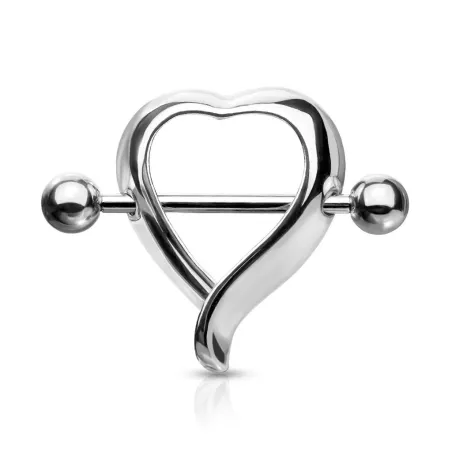 Piercing téton bouclier coeur argenté