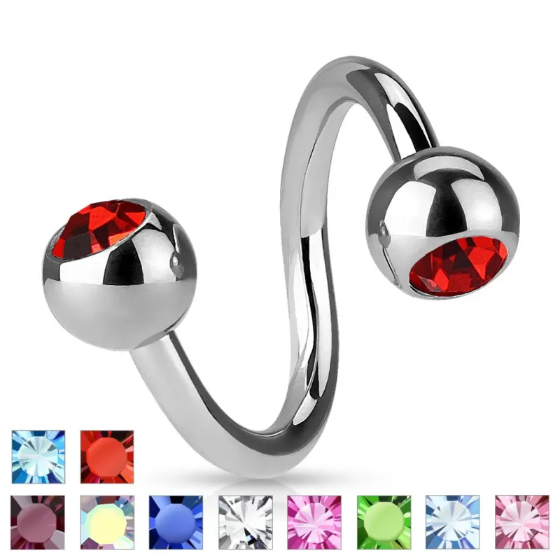 Piercing Arcade Oreille Spirale Strass