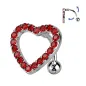 Piercing nombril inversé coeur strass rouge