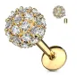 Piercing labret oreille boule pavée de strass plaqué or