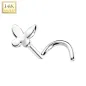 Piercing nez or blanc 14 carats tige tire-bouchon papillon