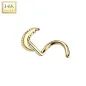 Piercing nez or jaune 14 carats tige tire-bouchon croissant de lune