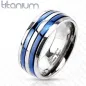 Bague Titane Solide Bleu Striée