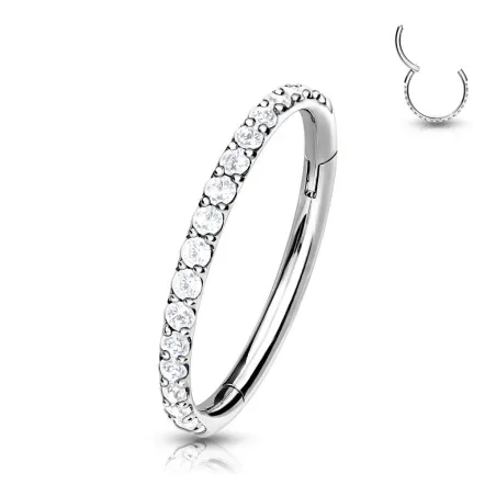 Piercing anneau segment titane G23 pavé de strass