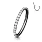 Piercing oreille anneau segment titane G23 pavé de strass noir