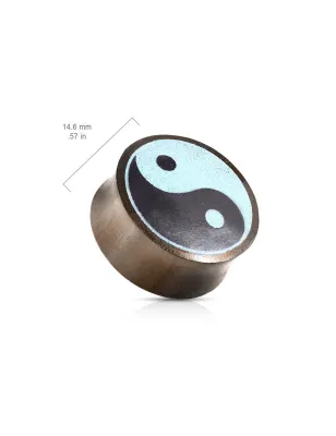 Piercing plug en bois de sono et turquoise Yin et Yang