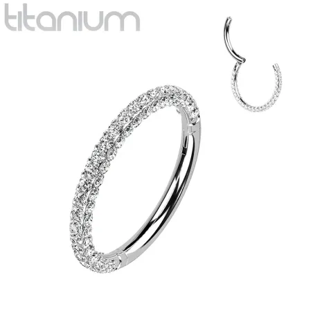 Piercing anneau segment titane G23 strass 3 faces