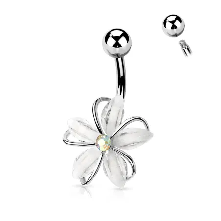 Piercing nombril fleur blanche 5 pétales