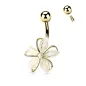 Piercing nombril fleur blanche 5 pétales plaqué or